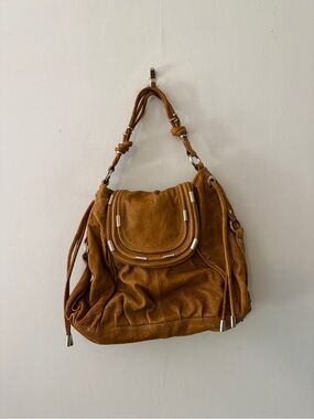 Junior Drake Cognac Brown Leather Hobo with Silver Accents